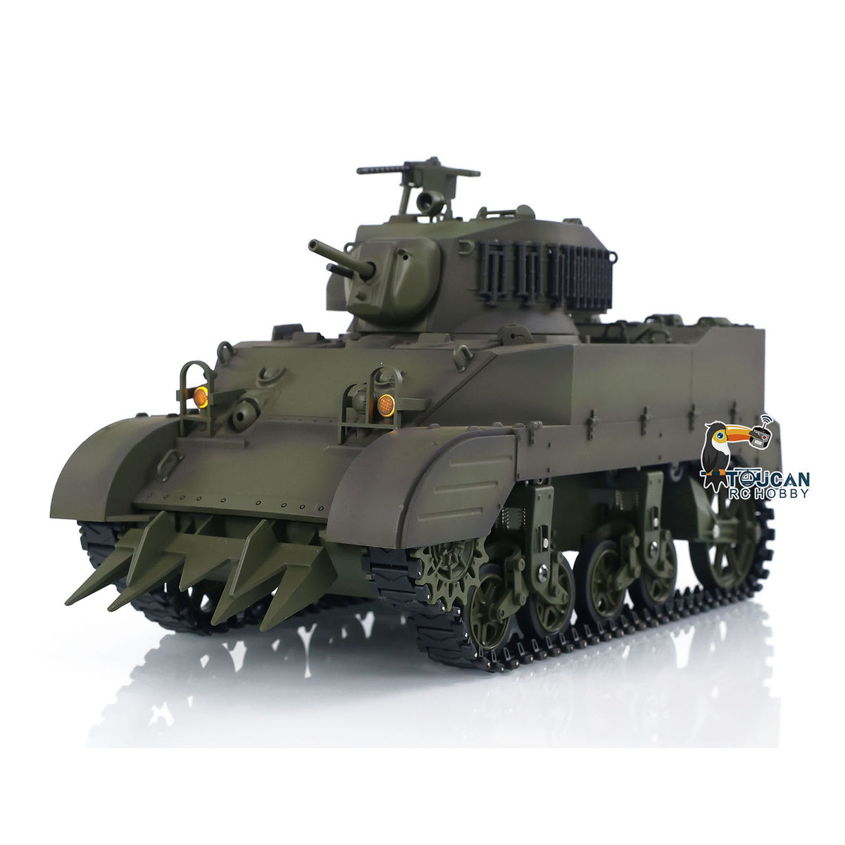 1/16 RC RTR-Panzer US M5A1 Stuart VI, ferngesteuerter leichter Panzer mit 360 Grad drehbarem Funkgerät mit zwei Batterien