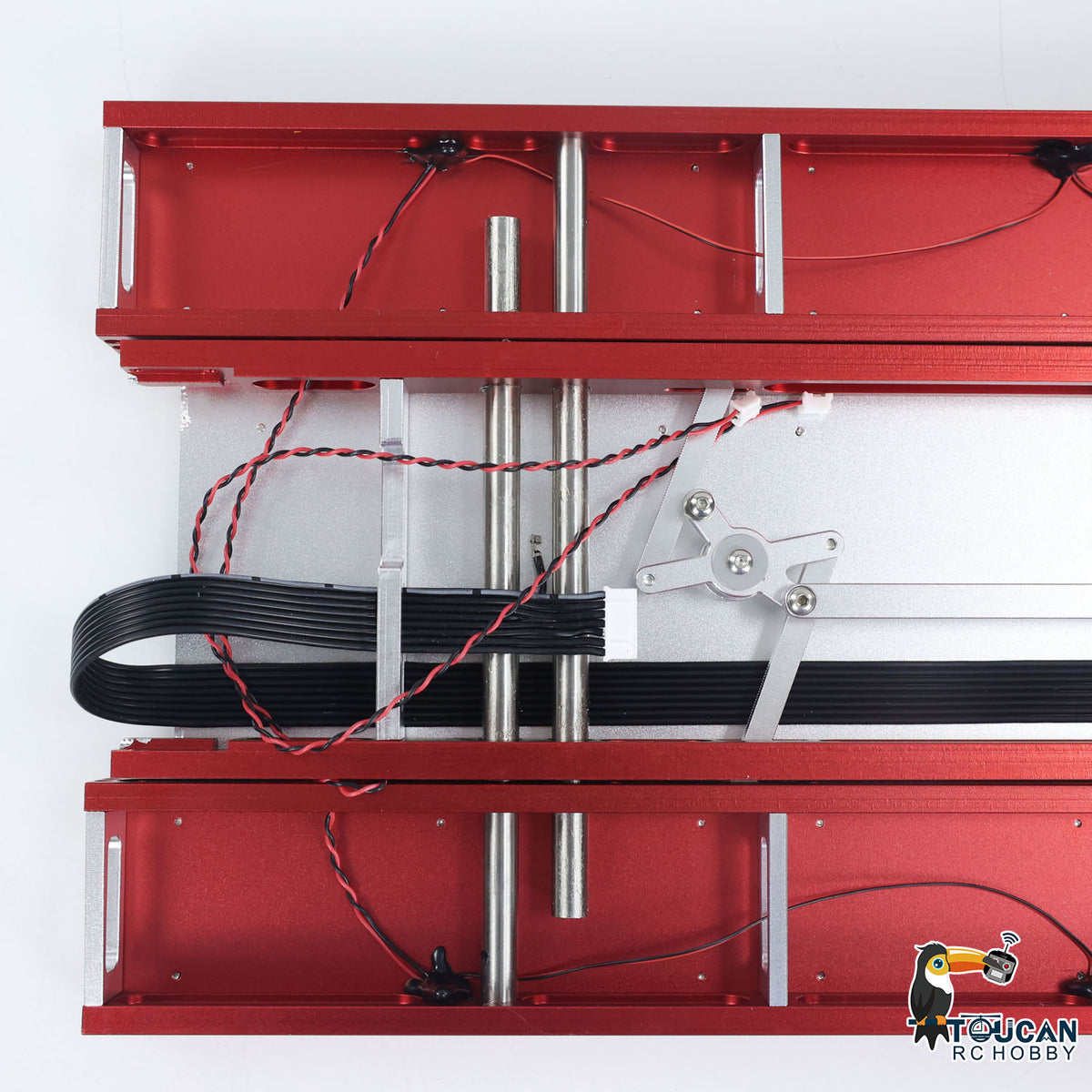 128 cm 1/14 4 Achsen RC Schwerlastanhänger DG-999 CNC Schwanenhalsanhänger für Sattelzugmaschine Zusammengebaut und lackiert MIT Lichtsystem