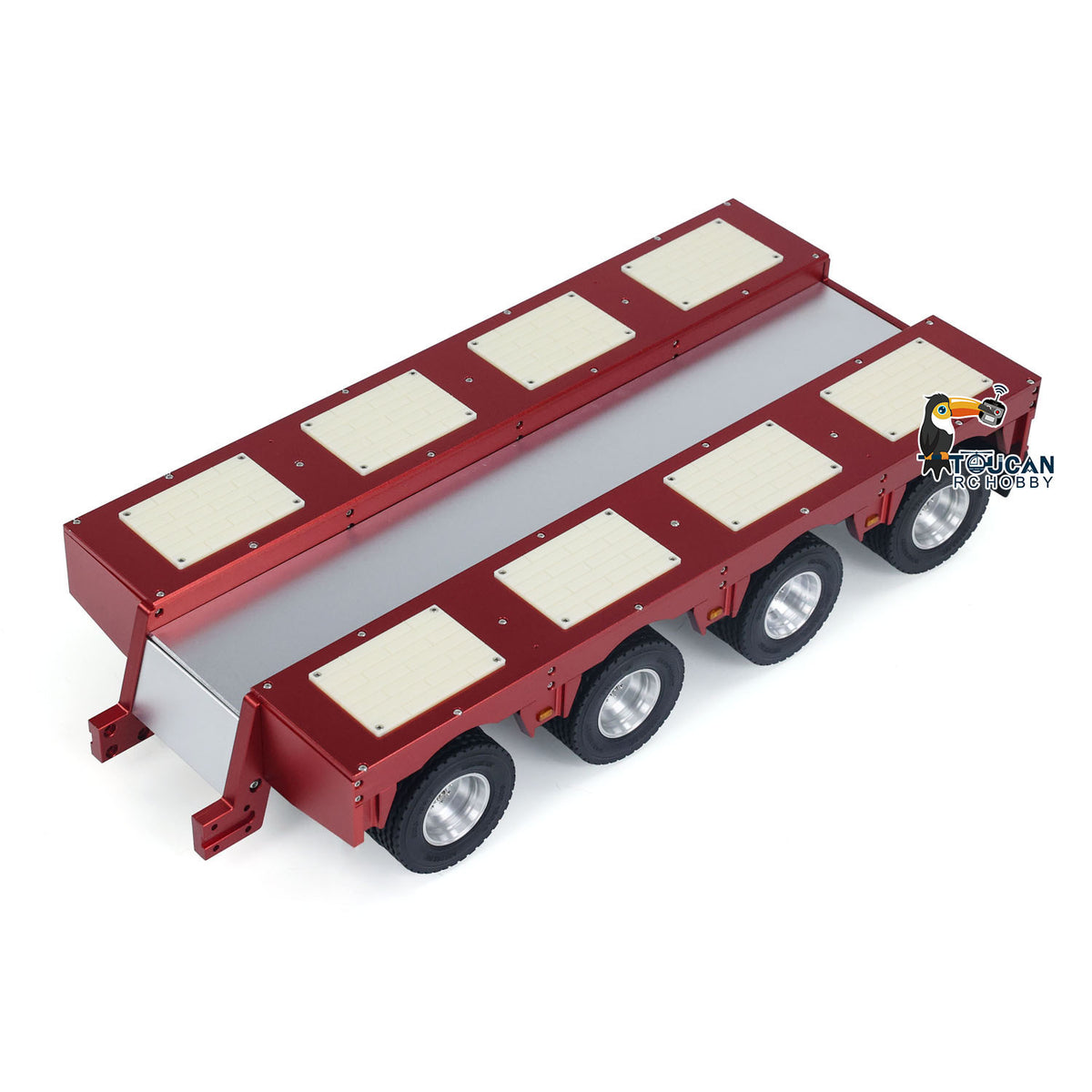 128 cm 1/14 4 Achsen RC Schwerlastanhänger DG-999 CNC Schwanenhalsanhänger für Sattelzugmaschine Zusammengebaut und lackiert MIT Lichtsystem