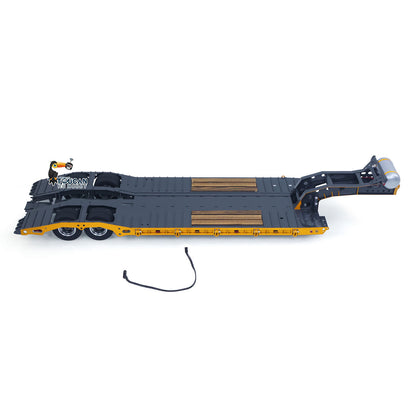 1 Meter Long Metal 1/14 Heavy Duty 2Axle Low Flatbed Trailer for TAMIYA LESU Radio Control Tractor Truck RC Bulldozer Excavator