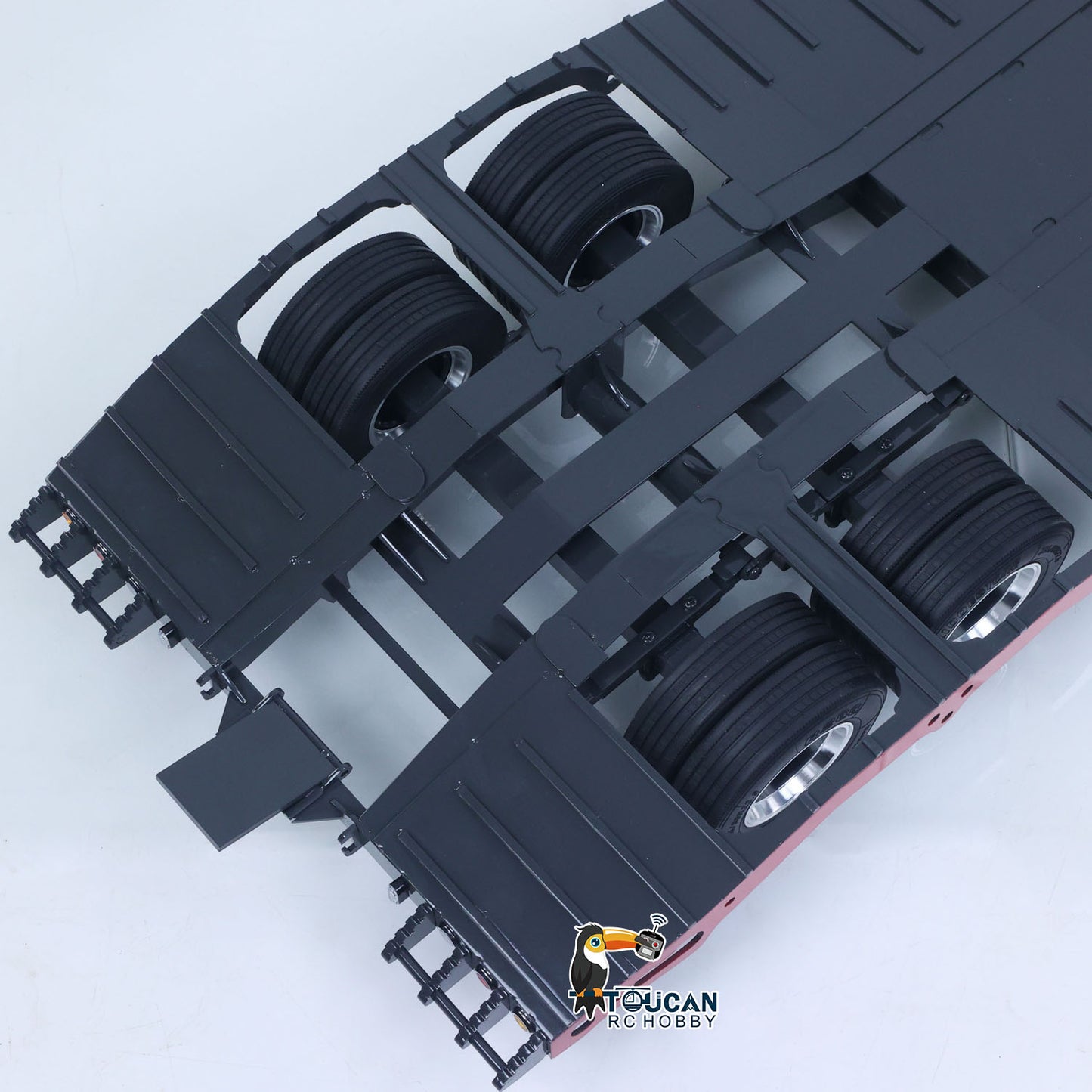 1 Meter Long Metal 1/14 Heavy Duty 2Axle Low Flatbed Trailer for TAMIYA LESU Radio Control Tractor Truck RC Bulldozer Excavator