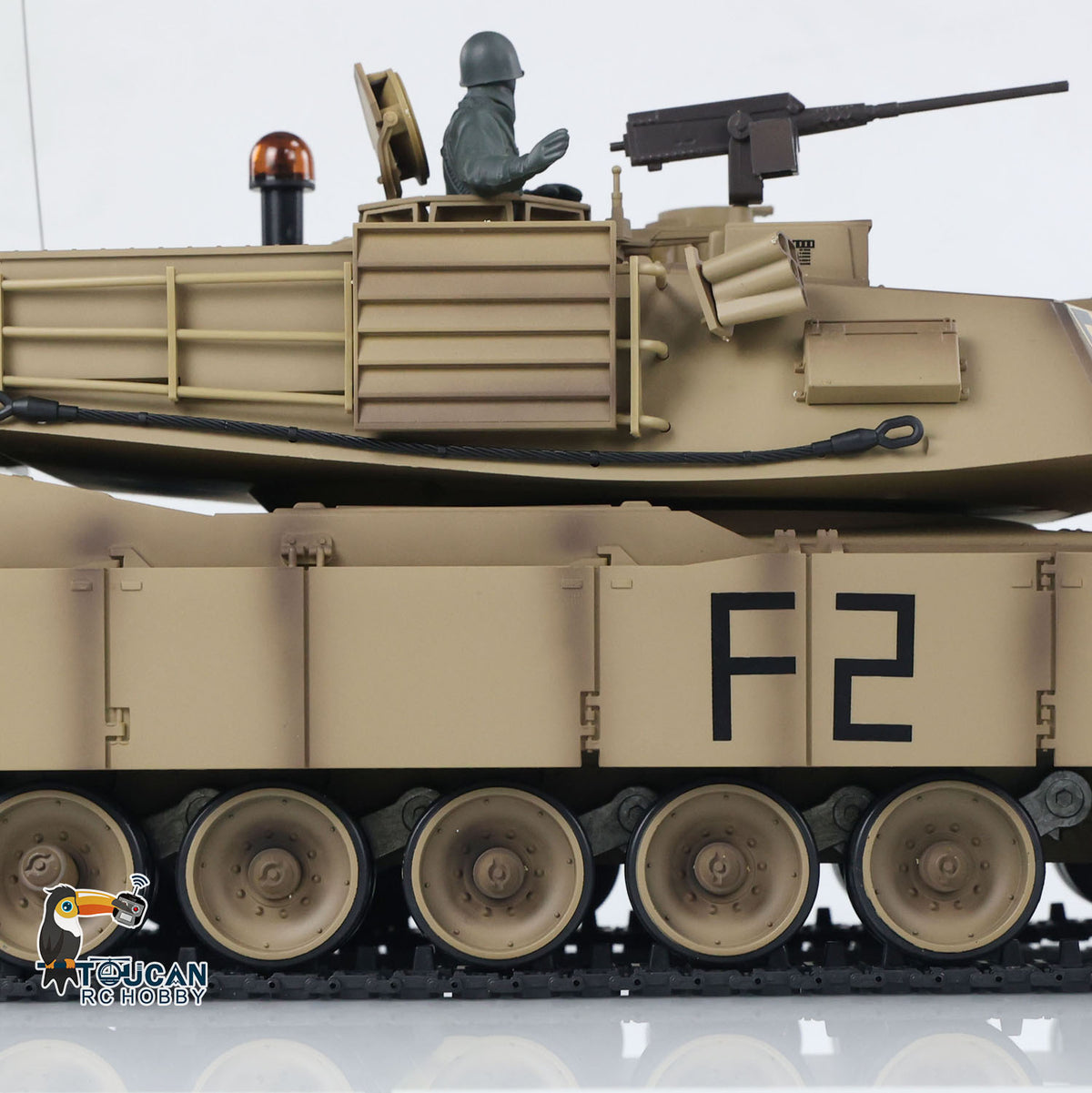 2,4 GHz Henglong 1/16 TK7.0 M1A2 Abrams, fahrbereit, ferngesteuerter BB-IR-Panzer, 3918, Kunststoffketten, Kettenräder, Leiträder, Rauchgeräusch