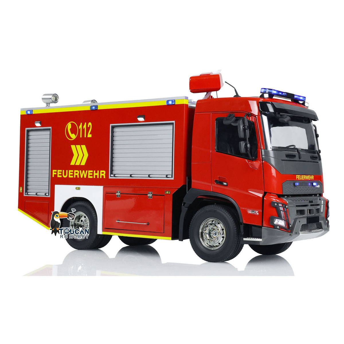 TOUCAN RC HOBBY 1/14 4x2 RC Fire Vehicles Radio Control Fire Fighting Truck 3-speed Transmission Lighting and Sound System Assembled and Painte
