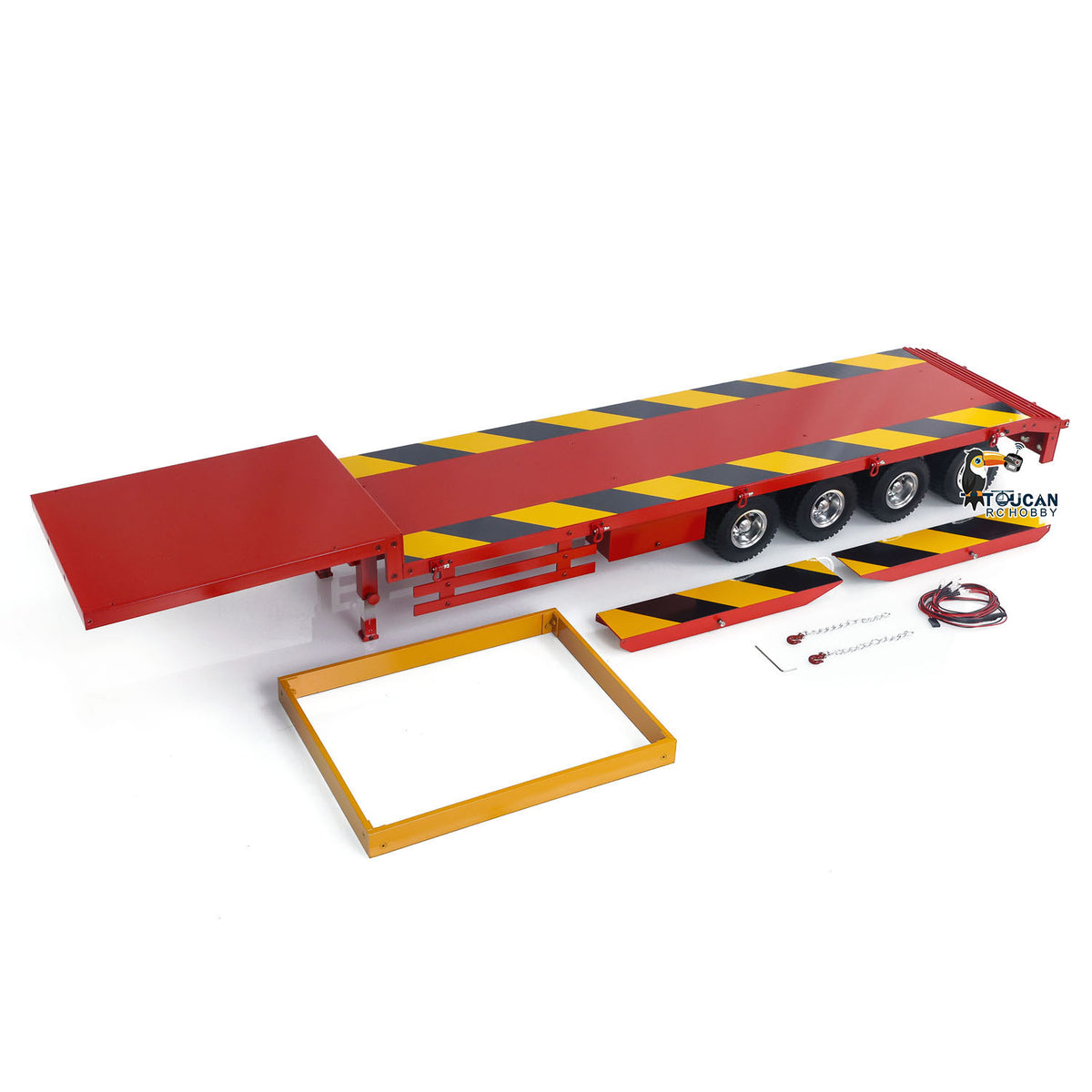Metall-Sattelauflieger 4-Achs-Anhänger für 1/14 RC-Sattelzugmaschine Fernbedienung Auto Hobby Modell DIY Spielzeug Zubehör montiert lackiert