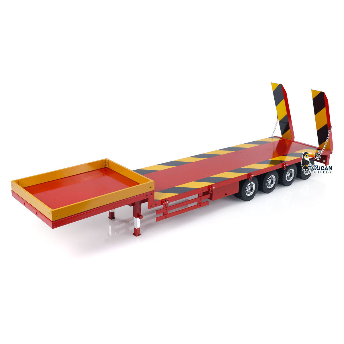 Metall-Sattelauflieger 4-Achs-Anhänger für 1/14 RC-Sattelzugmaschine Fernbedienung Auto Hobby Modell DIY Spielzeug Zubehör montiert lackiert