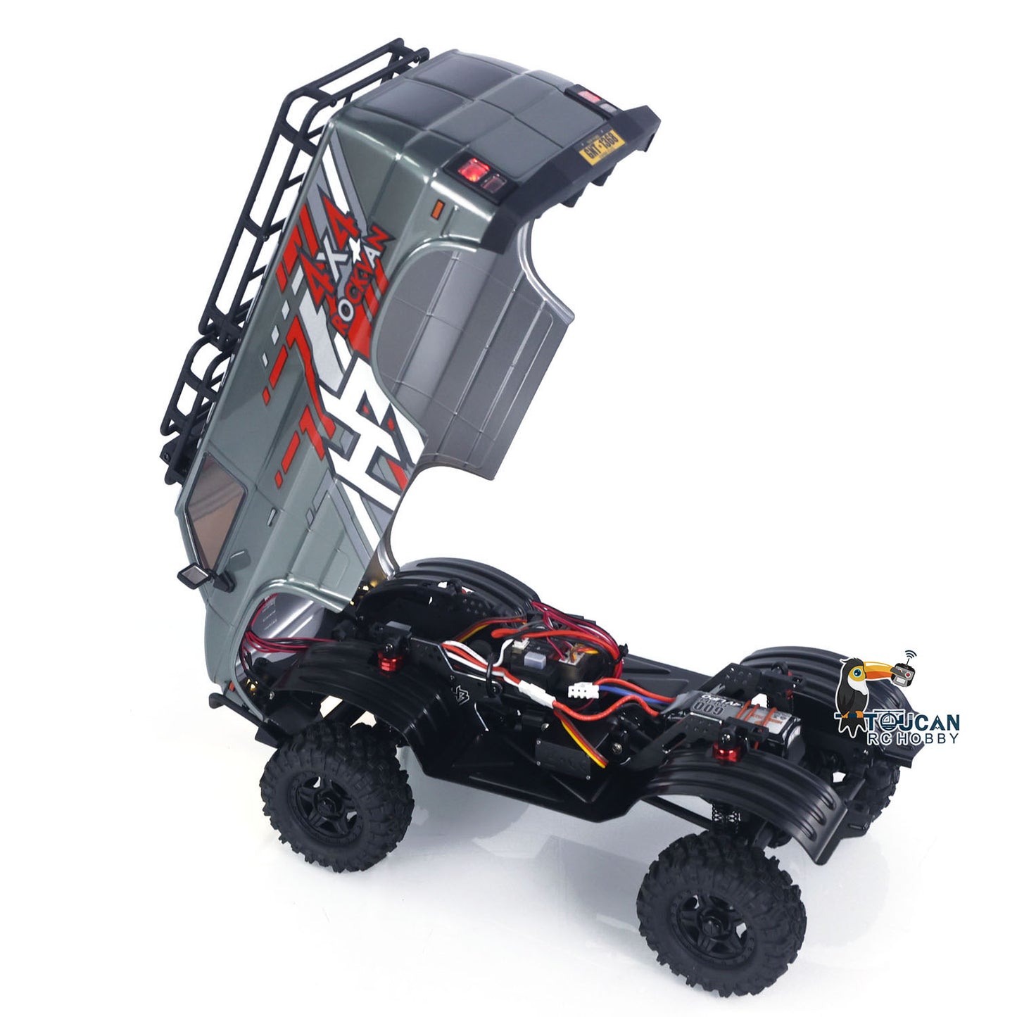 4WD Hobby Plus 1/18 RC Rock Crawler CR18P 1810503 2-Gang Elektro Funkgesteuertes Geländefahrzeug Portalachse FlySky Radio