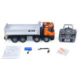 HUINA 1/14 Metal Remote Control Dump Truck 1536-1 8X8 Electric Lifting RC Tipper Finished Model RTR Light Sound Effects Battery