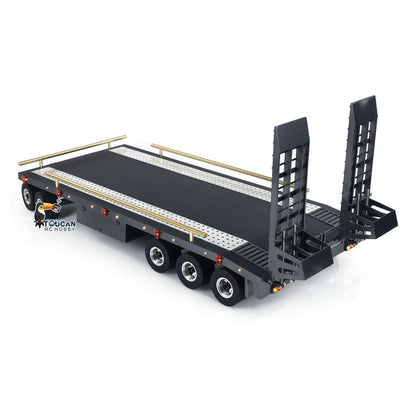 Metall 5 Achsen Vollanhänger für 1/10 1/8 RC Crawler 1/14 1/12 Hydraulisches LKW-Auto mit elektrischem Heckbrett Rücklichter Seitenlichter