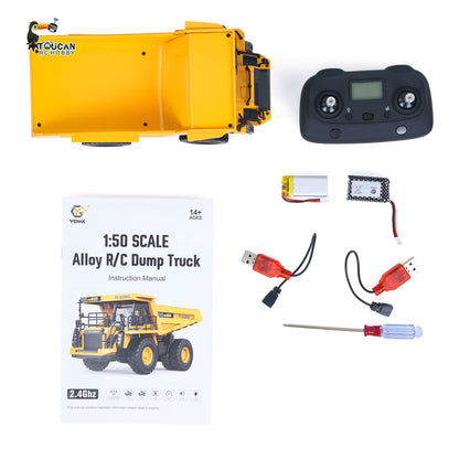 TOUCAN RC HOBBY SOLD OUT Ready To Run 1/50 Electric Remote Control Dump Mining Truck RC Construction Vehicle Tipper Model Lights Sounds Effect USB Cable