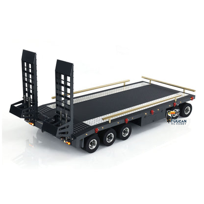 Metall 5 Achsen Vollanhänger für 1/10 1/8 RC Crawler 1/14 1/12 Hydraulisches LKW-Auto mit elektrischem Heckbrett Rücklichter Seitenlichter