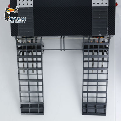 Metall 5 Achsen Vollanhänger für 1/10 1/8 RC Crawler 1/14 1/12 Hydraulisches LKW-Auto mit elektrischem Heckbrett Rücklichter Seitenlichter