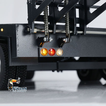 Metall 5 Achsen Vollanhänger für 1/10 1/8 RC Crawler 1/14 1/12 Hydraulisches LKW-Auto mit elektrischem Heckbrett Rücklichter Seitenlichter