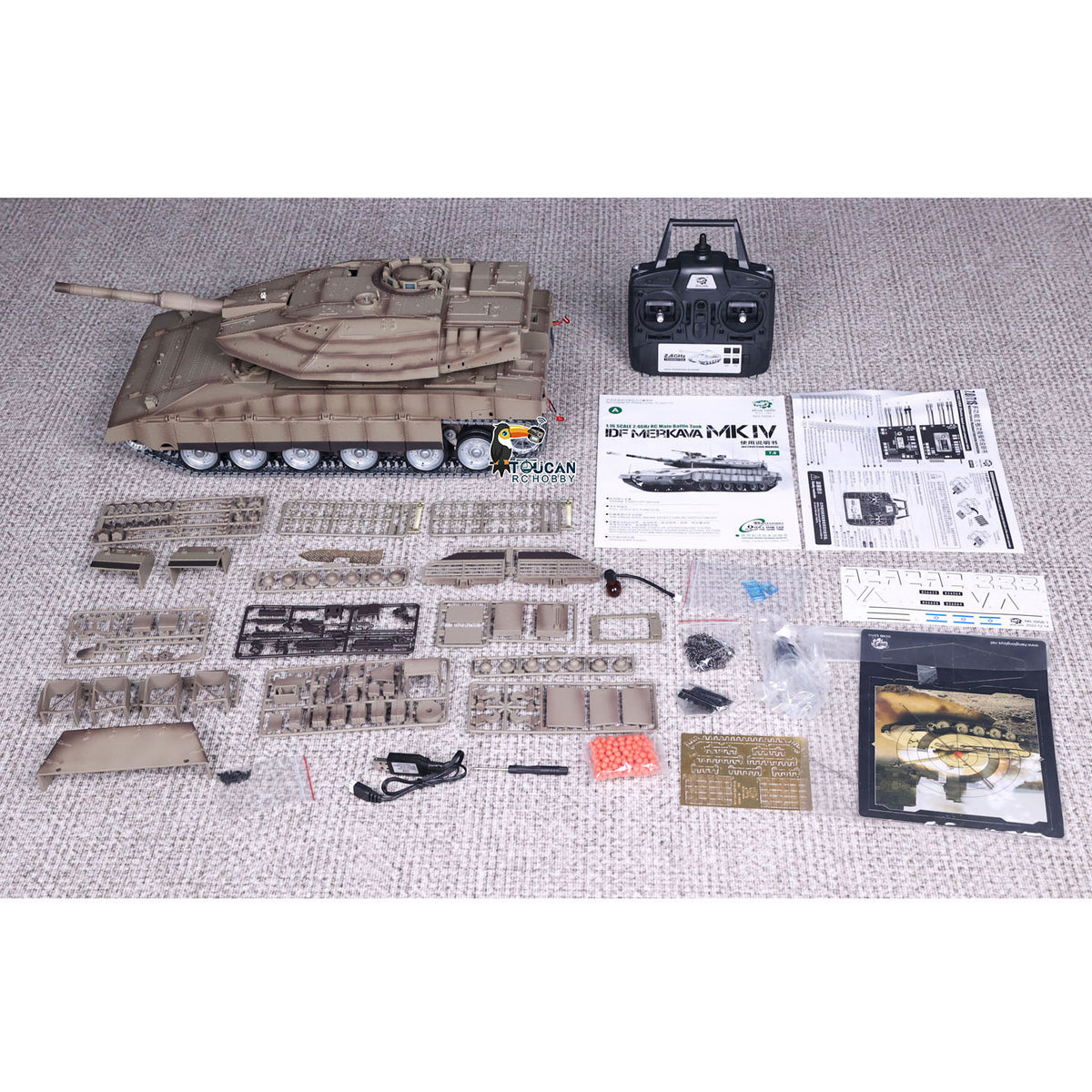 Heng Long 1/16 RC Battle Tank IDF Merkava MK IV 3958 Full Metal Chassis Road Wheels IR Barrel Recoil 360 Rotation Ready to Play