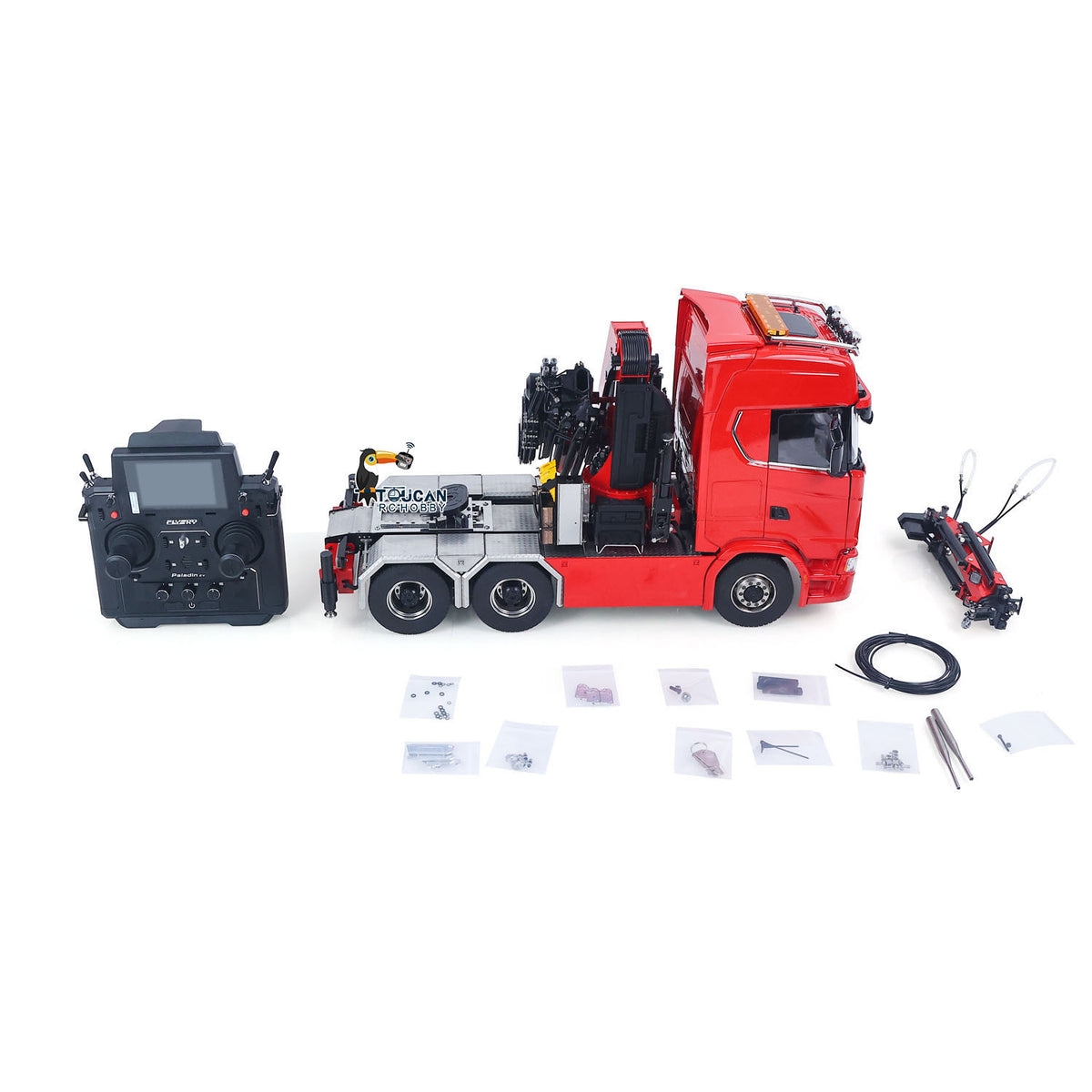 1/14 RC Truck Remote Control Tractor Truck 7-way Valves Hydraulic Crane 6x6 RC Lorry Car 3Speed Gearbox Axle Locks Light Sound System