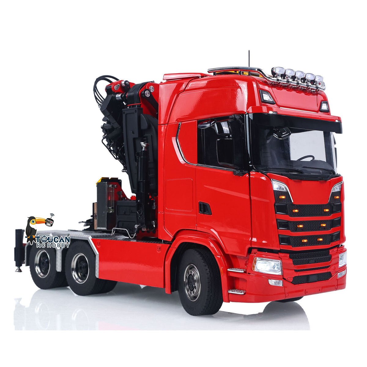 1/14 RC Truck Remote Control Tractor Truck 7-way Valves Hydraulic Crane 6x6 RC Lorry Car 3Speed Gearbox Axle Locks Light Sound System