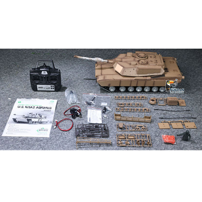 Heng Long 1/16 RC Main Battle Tank Abrams M1A2 Metal Chassis Wheels Steel Gearbox Turret 360 Rotation Barrel Recoil Elevation
