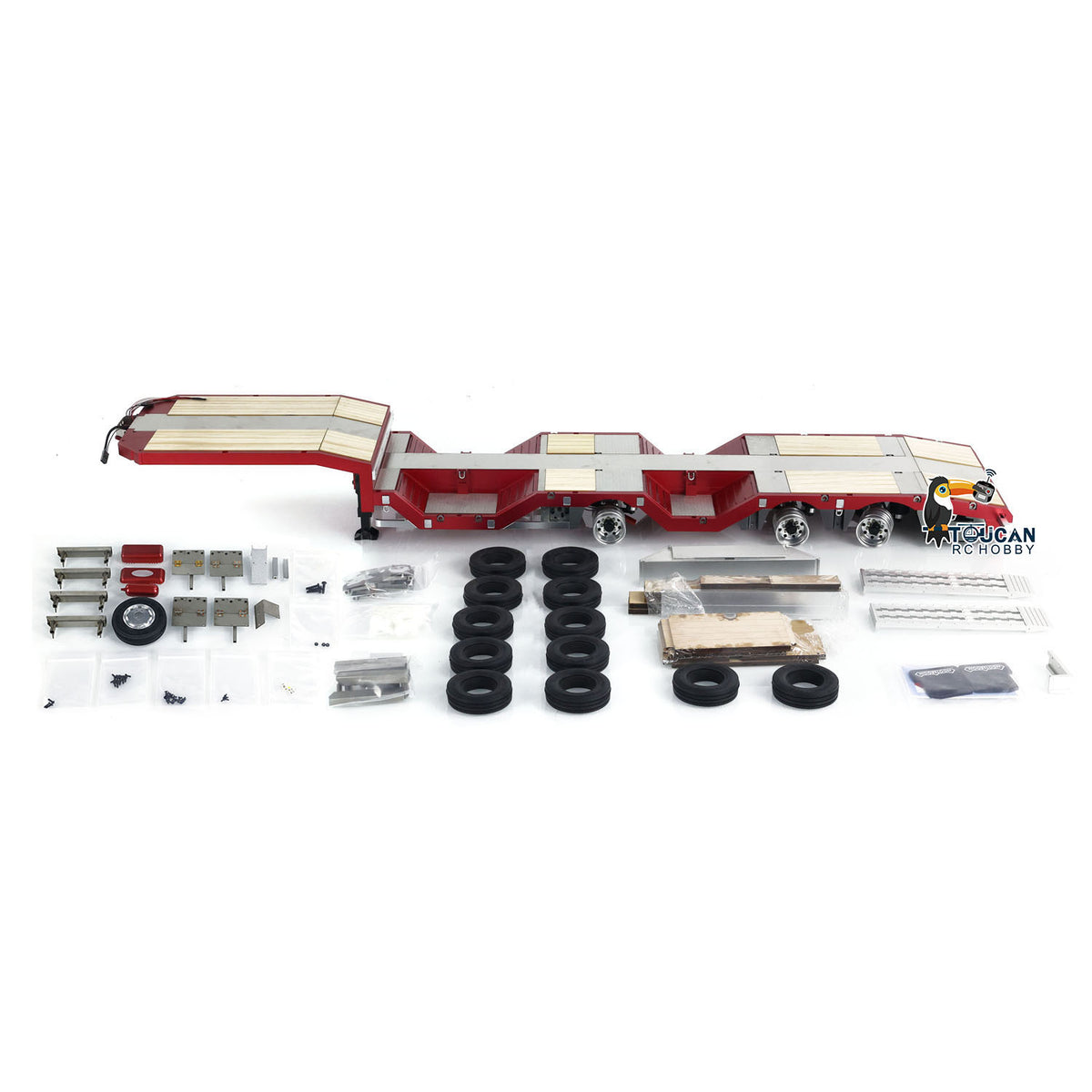 TOUCAN RC HOBBY 1/14 3 Axles Metal Trailer Extendible Trailers for RC Tractor Truck Car Remote Control Vehicle Tipper DIY Models Semi-Assembled No Light Battery Charge