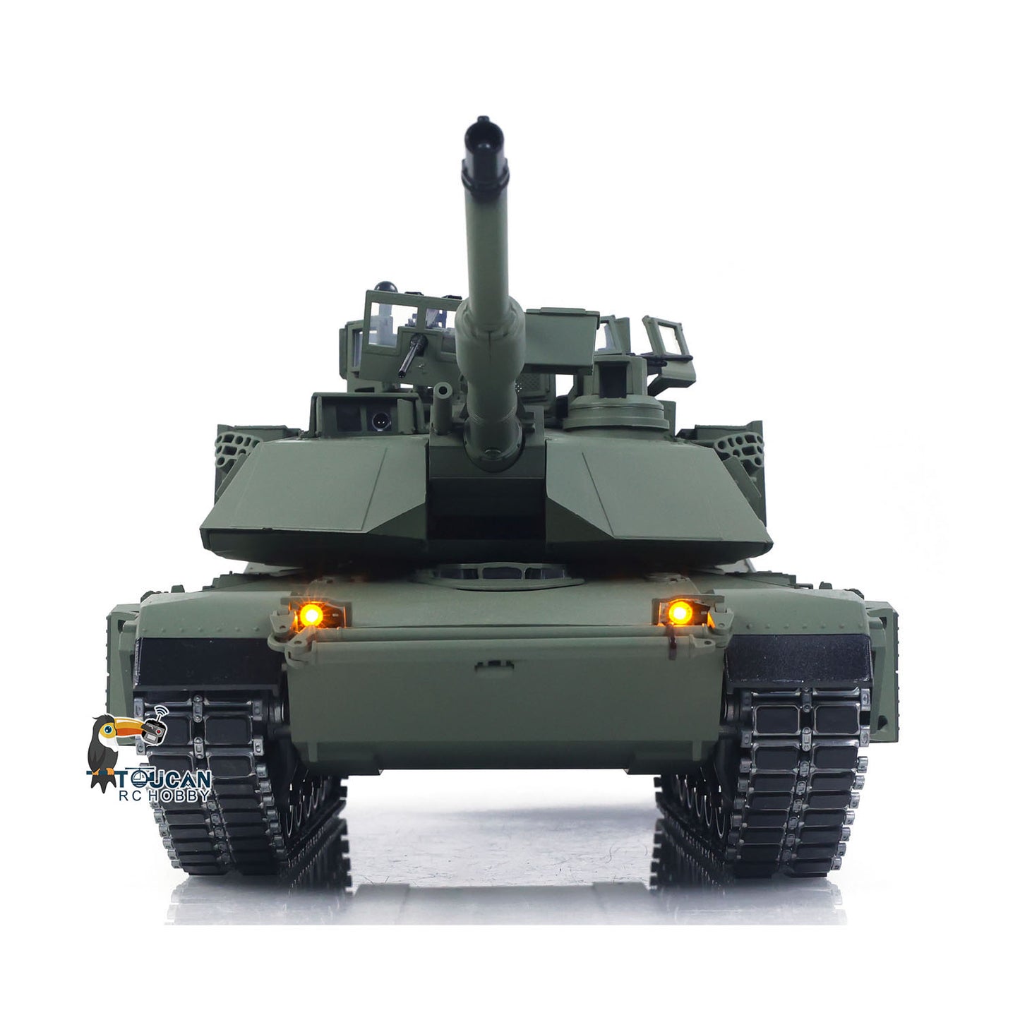 In Stock TUSK I TOUCAN 1:16 Metal M1A2 Abrams RC Tank 360 Turret Rotation IR Barrel Elevation Recoil Dual Smoke Units Electric Periscope