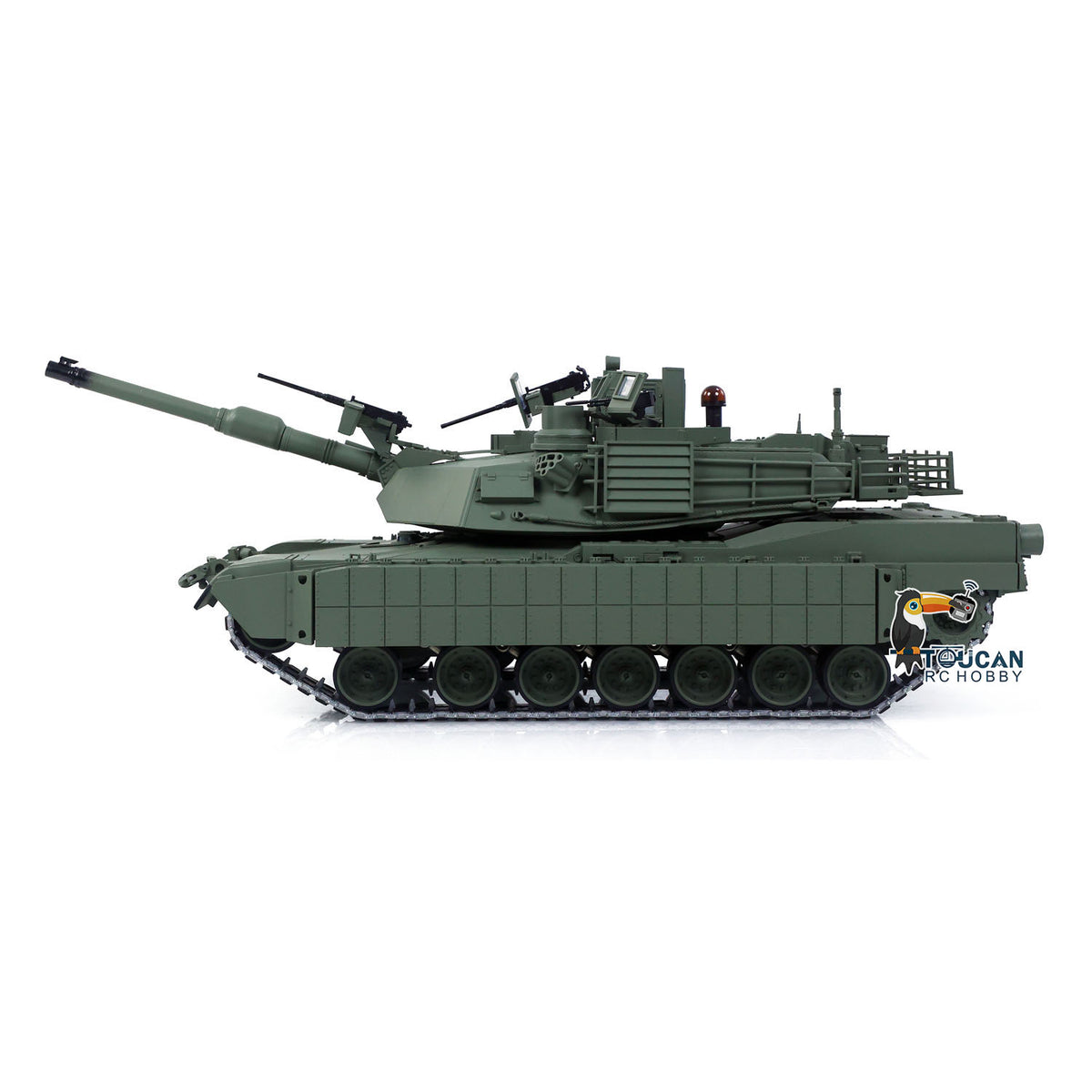 In Stock TUSK I TOUCAN 1:16 Metal M1A2 Abrams RC Tank 360 Turret Rotation IR Barrel Elevation Recoil Dual Smoke Units Electric Periscope