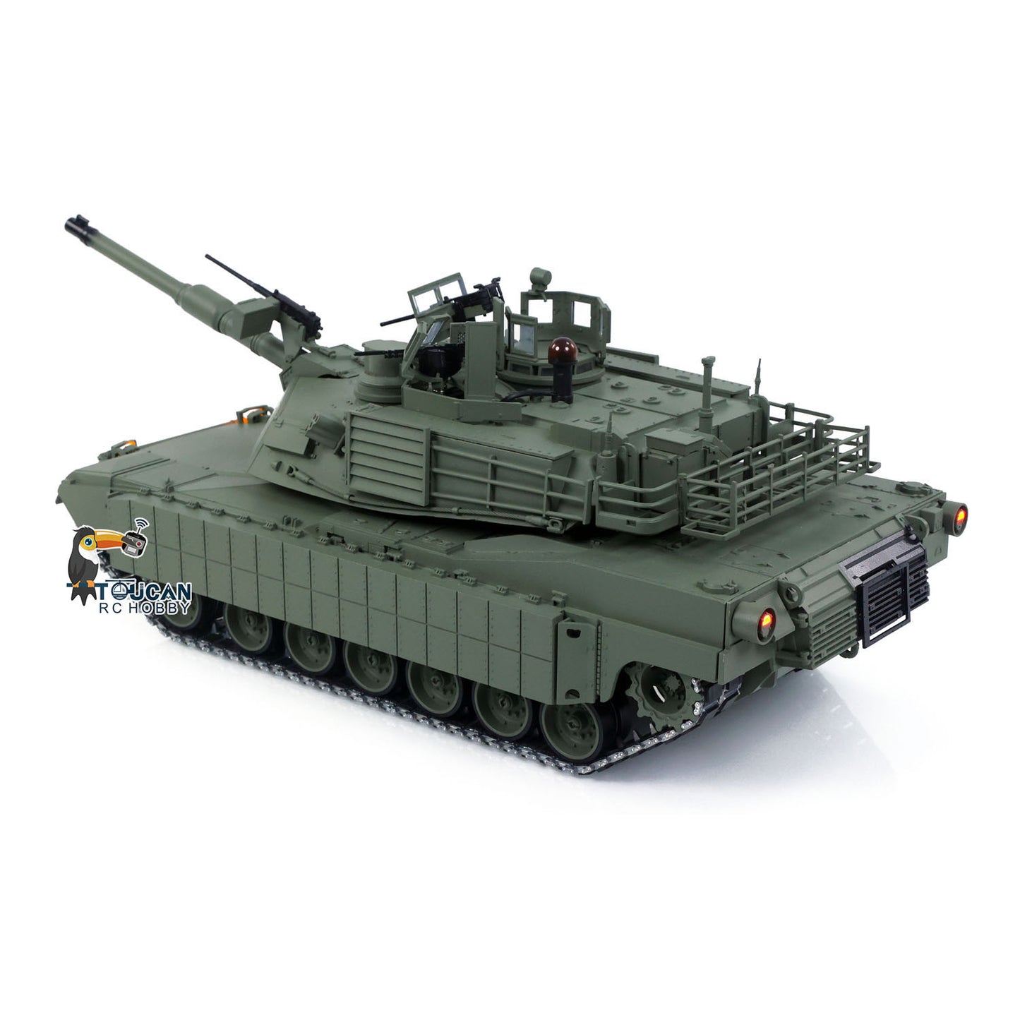 In Stock TUSK I TOUCAN 1:16 Metal M1A2 Abrams RC Tank 360 Turret Rotation IR Barrel Elevation Recoil Dual Smoke Units Electric Periscope