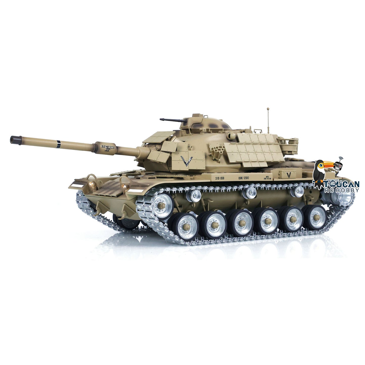 1/16 Tongde M60A1 ERA USA RC Infrarot- und BB-Kampfpanzer, lackiert und montiert, Funksteuerung, Militärmodell, Metallräder, elektrischer Panzerlauf, Rückstoß