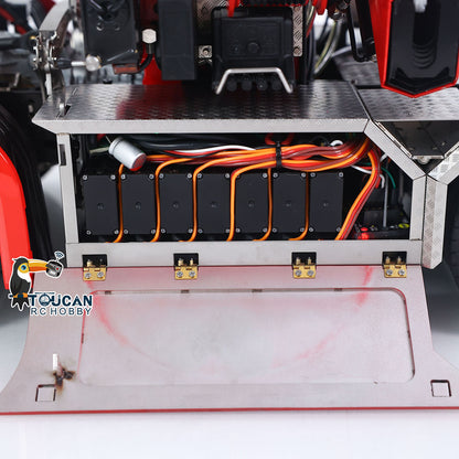 1/14 RC Truck Remote Control Tractor Truck 7-way Valves Hydraulic Crane 6x6 RC Lorry Car 3Speed Gearbox Axle Locks Light Sound System