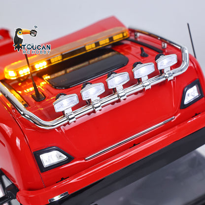 1/14 RC Truck Remote Control Tractor Truck 7-way Valves Hydraulic Crane 6x6 RC Lorry Car 3Speed Gearbox Axle Locks Light Sound System