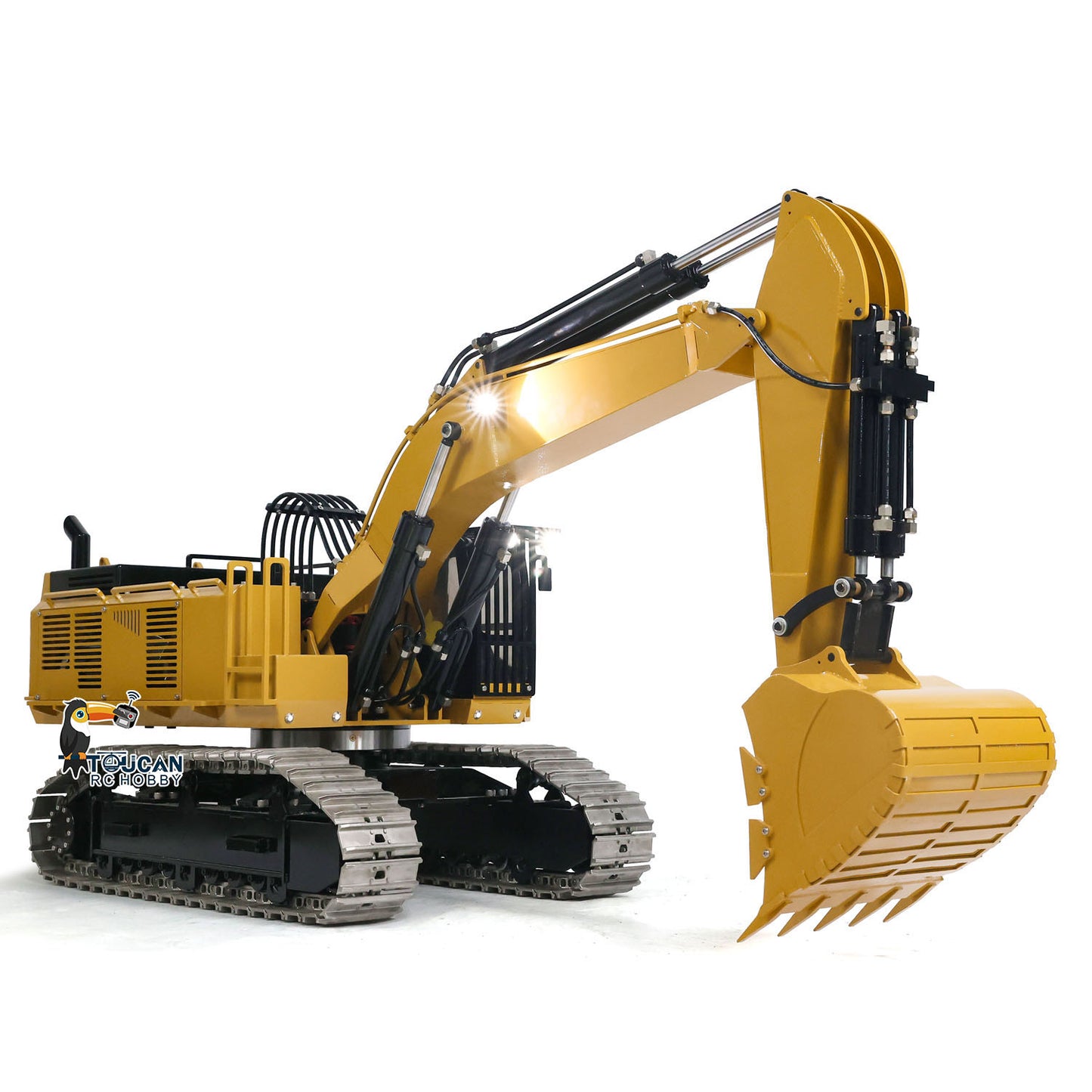 150KG 385CF 1/8 Hydraulischer RC-Bagger, Metallriese, ferngesteuertes Baufahrzeug, montiert, lackiertes Lichtsystem, Hydrauliksystem