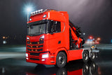 1/14 RC Truck Remote Control Tractor Truck 7-way Valves Hydraulic Crane 6x6 RC Lorry Car 3Speed Gearbox Axle Locks Light Sound System