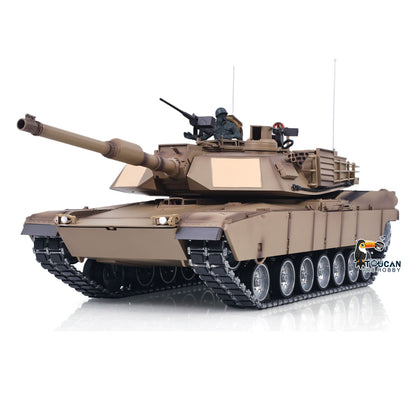 Heng Long 1/16 RC Main Battle Tank Abrams M1A2 Metal Chassis Wheels Steel Gearbox Turret 360 Rotation Barrel Recoil Elevation