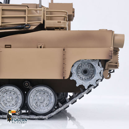 Heng Long 1/16 RC Main Battle Tank Abrams M1A2 Metal Chassis Wheels Steel Gearbox Turret 360 Rotation Barrel Recoil Elevation