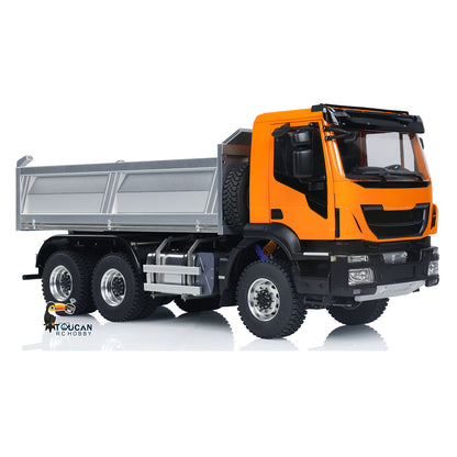 MD 1/14 6x6 Metal RC Hydraulic Dump Truck 2 Speed Gearbox FlySky ST8 Remote Controller for Construction Model Collectors