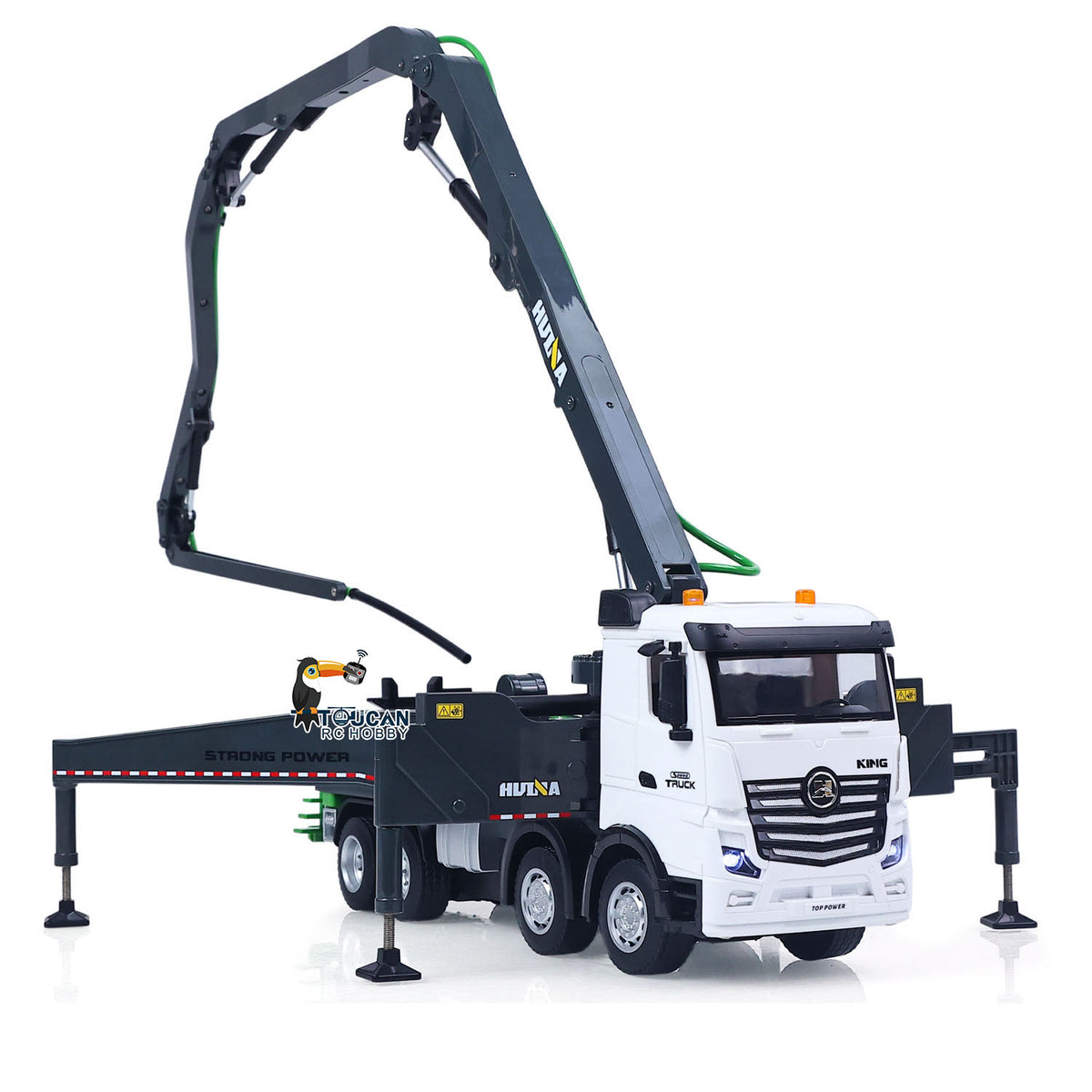 TOUCAN RC HOBBY HUINA 1/18 Remote Control Concrete Pump Truck 1381 Engineering Vehicle Finished Model RTR Manual Support Leg Light Sound Effects