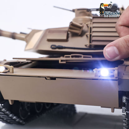 Heng Long 1/16 RC Main Battle Tank Abrams M1A2 Metal Chassis Wheels Steel Gearbox Turret 360 Rotation Barrel Recoil Elevation