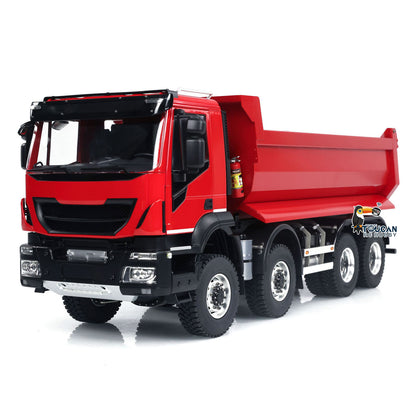 MD 8x8 1/14 Metal Hydraulic Dump Tipper Truck CNC 2-Speed Transmission Differential Lock Axles Sound Light System FlySky ST8 Remote Controller