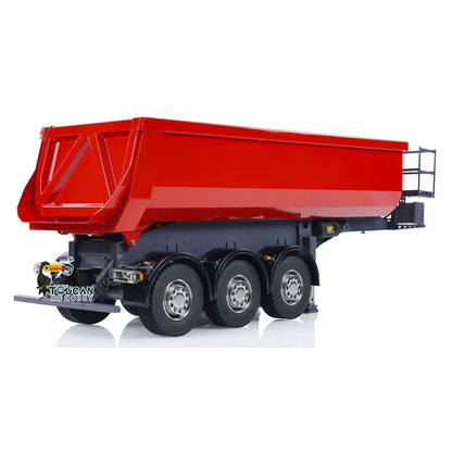 TOUCAN RC HOBBY Metal 3 Axles Hydraulic RC Dump Semi-Trailer for 1/14 Remote Control Tractor Trucks Hobby Model Upgraded Painted Assembled Car