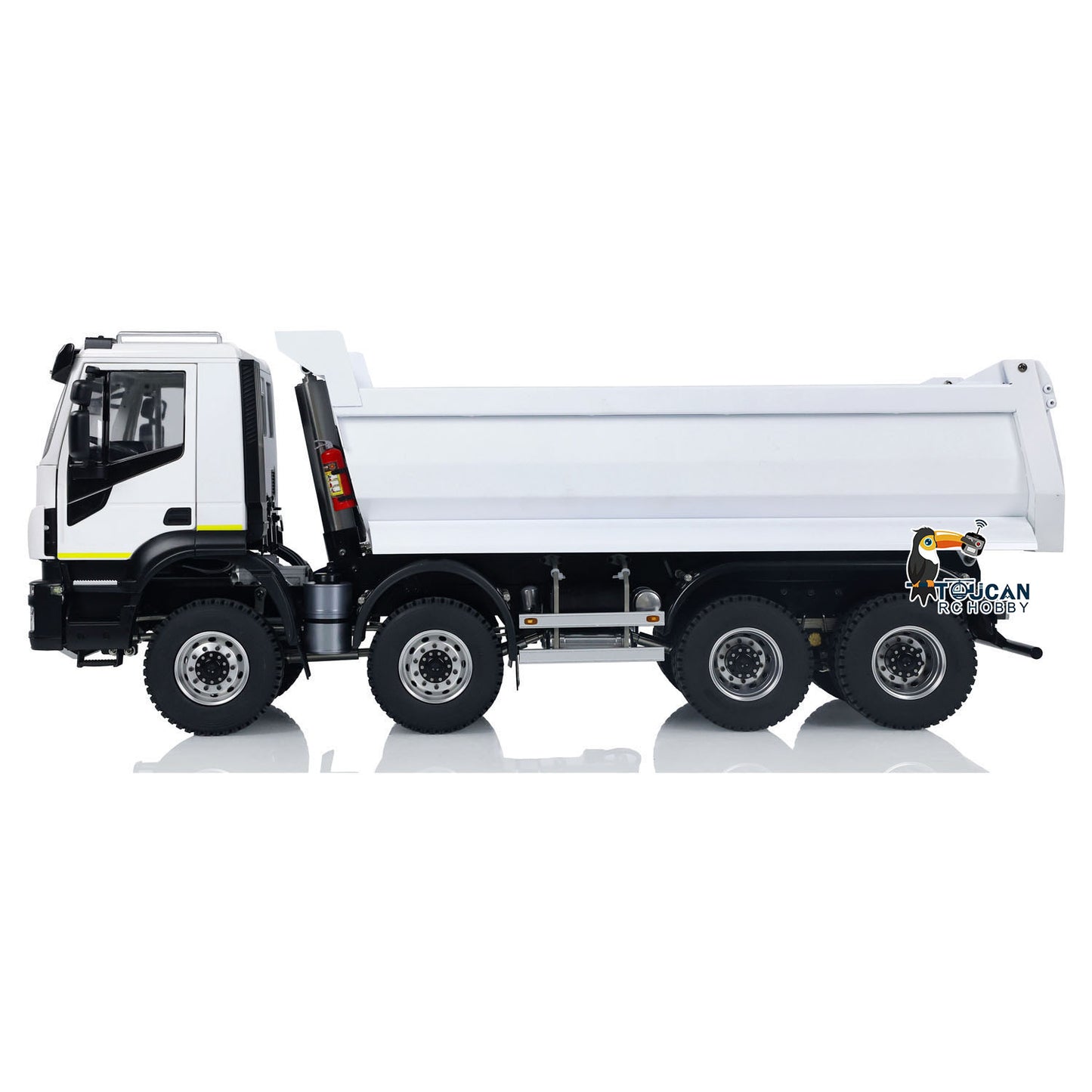 MD 8x8 1/14 Metal Hydraulic Dump Tipper Truck CNC 2-Speed Transmission Differential Lock Axles Sound Light System FlySky ST8 Remote Controller