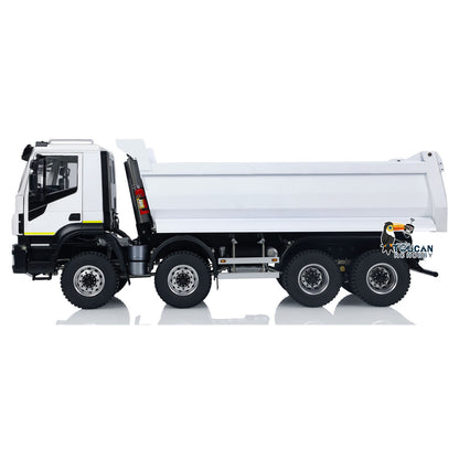 MD 8x8 1/14 Metal Hydraulic Dump Tipper Truck CNC 2-Speed Transmission Differential Lock Axles Sound Light System FlySky ST8 Remote Controller