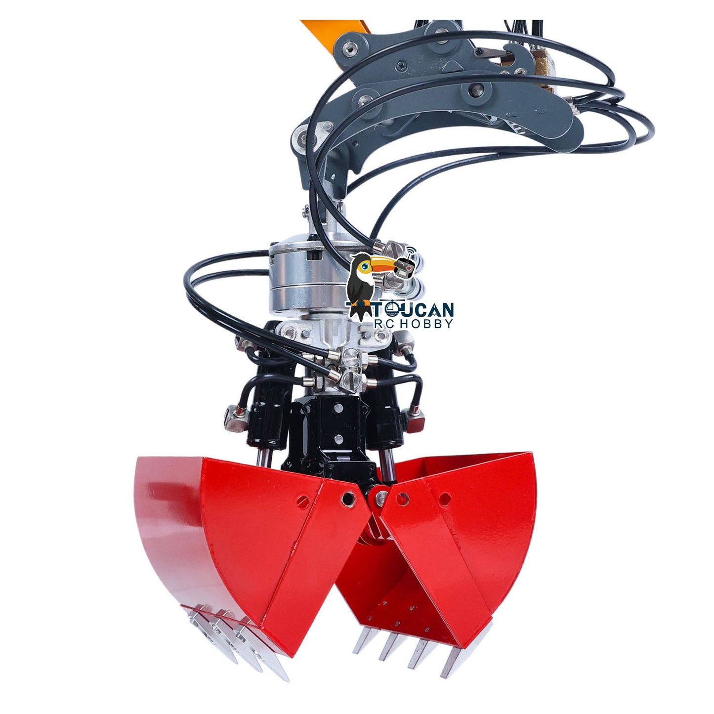 CUT Model Metal Electric Vibrating Tamper/Sweeper/Hydraulic Inclined Wide/Clamshell Bucket/Log Grapple/Wrist for 1/14 RC Excavator LR914 PRO MAX DIY Models
