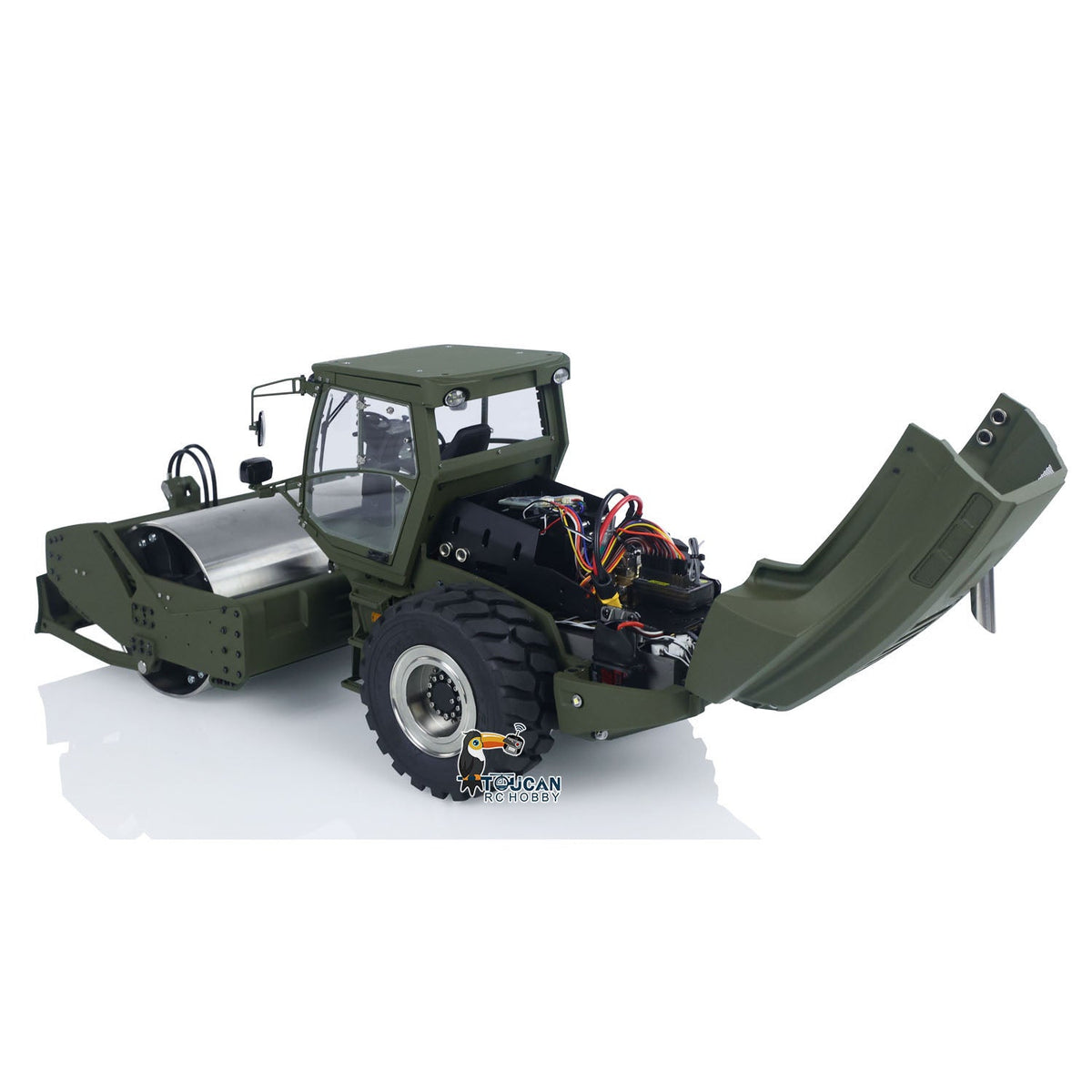 TOUCAN RC HOBBY LESU AOUE H13i 1/14 Metal Hydraulic RC Road Roller FlySky I6S Remote Controller Front Shovel Sound Light System for Backyard Fun
