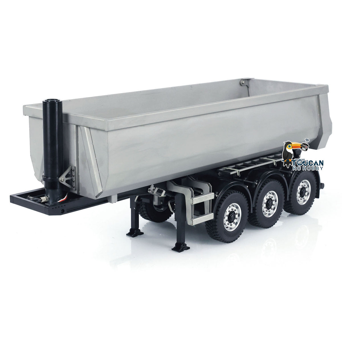 MD-3Axles 1/14 Scale 3-Axle Hydraulic Dump Semi-Trailer Unpainted Ready for Custom Paint No Battery