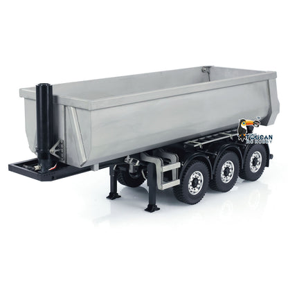 MD-3Axles 1/14 Scale 3-Axle Hydraulic Dump Semi-Trailer Unpainted Ready for Custom Paint No Battery