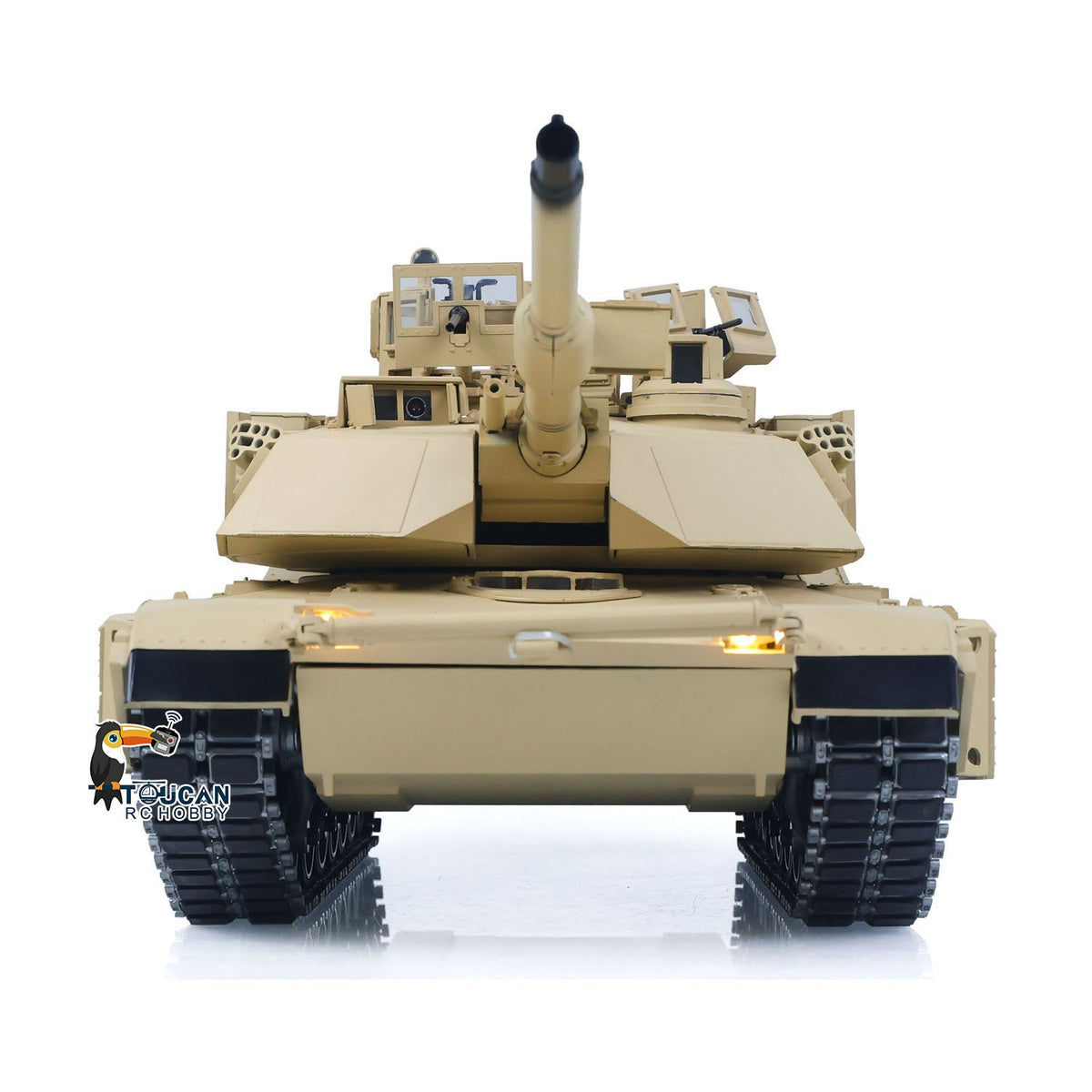 TOUCAN 1/16 Metal RC Tank M1A2 Abrams IR Dual Current Driving Gearbox Barrel Recoil Elevation 360 Turret Rotation Smoke RTR Electric Periscope