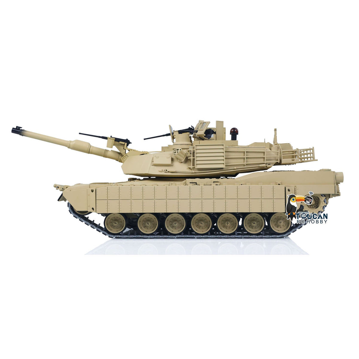 TOUCAN 1/16 Metal RC Tank M1A2 Abrams IR Dual Current Driving Gearbox Barrel Recoil Elevation 360 Turret Rotation Smoke RTR Electric Periscope