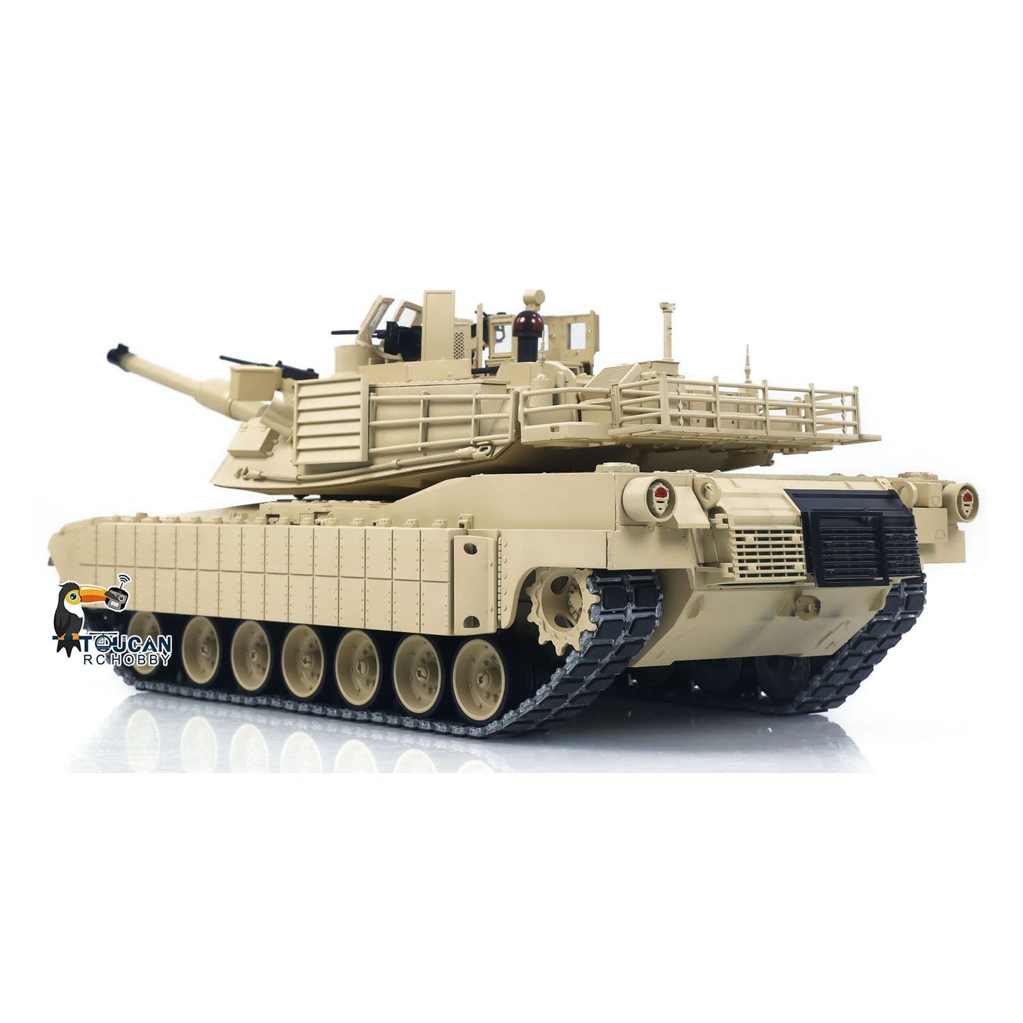 TOUCAN 1/16 Metal RC Tank M1A2 Abrams IR Dual Current Driving Gearbox Barrel Recoil Elevation 360 Turret Rotation Smoke RTR Electric Periscope