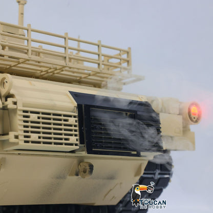 TOUCAN 1/16 Metal RC Tank M1A2 Abrams IR Dual Current Driving Gearbox Barrel Recoil Elevation 360 Turret Rotation Smoke RTR Electric Periscope