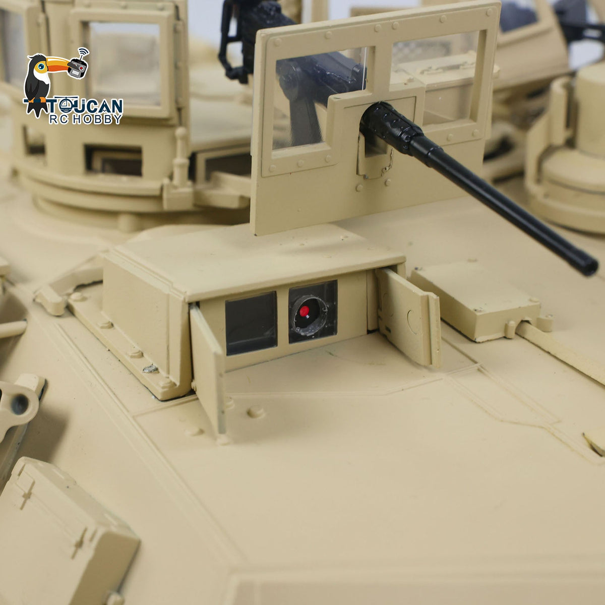 TOUCAN 1/16 Metal RC Tank M1A2 Abrams IR Dual Current Driving Gearbox Barrel Recoil Elevation 360 Turret Rotation Smoke RTR Electric Periscope