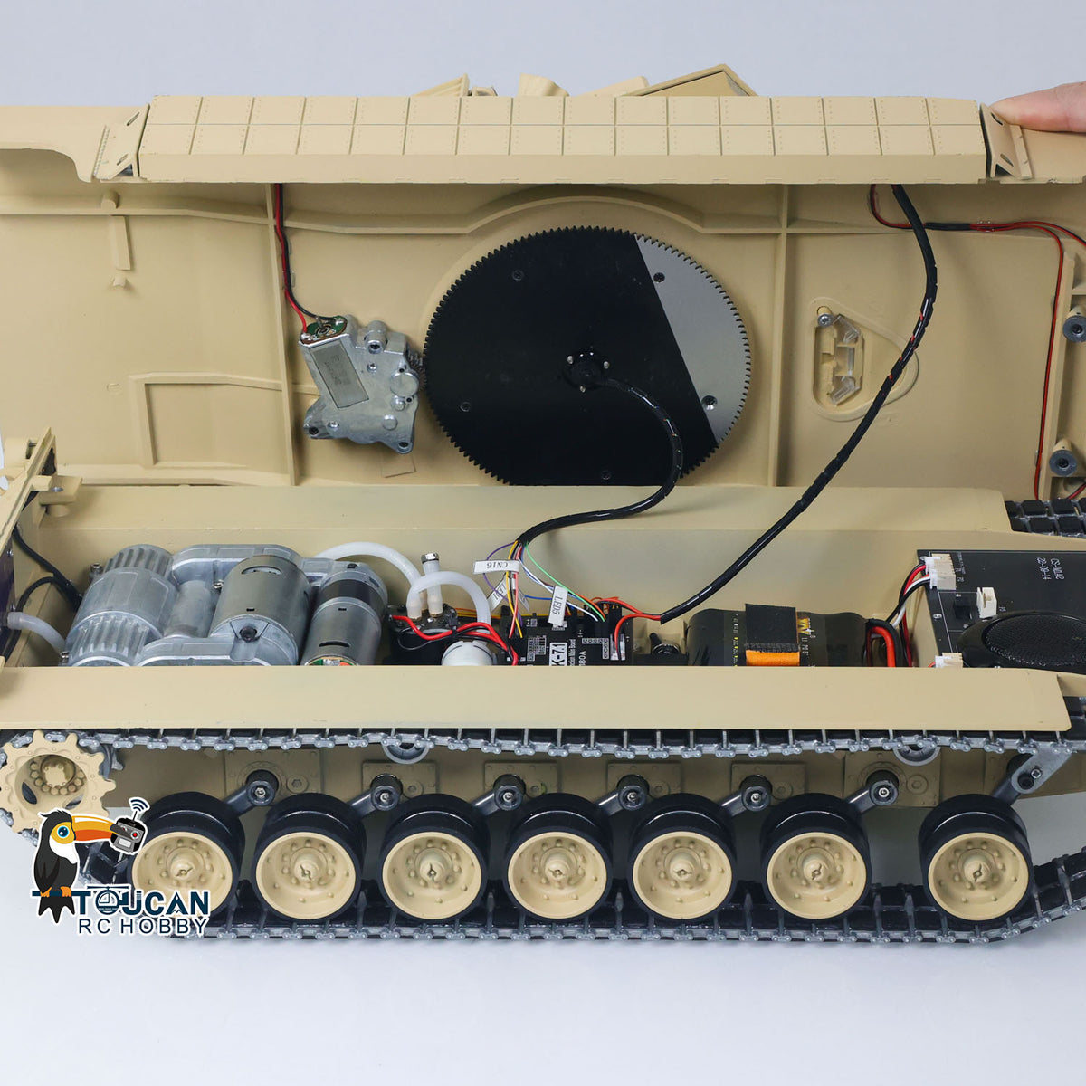 IN Stock TOUCAN 1/16 Metal RC Tank M1A2 Abrams IR Dual Current Driving Gearbox Barrel Recoil Elevation 360 Turret Rotation Smoke RTR Electric Periscope