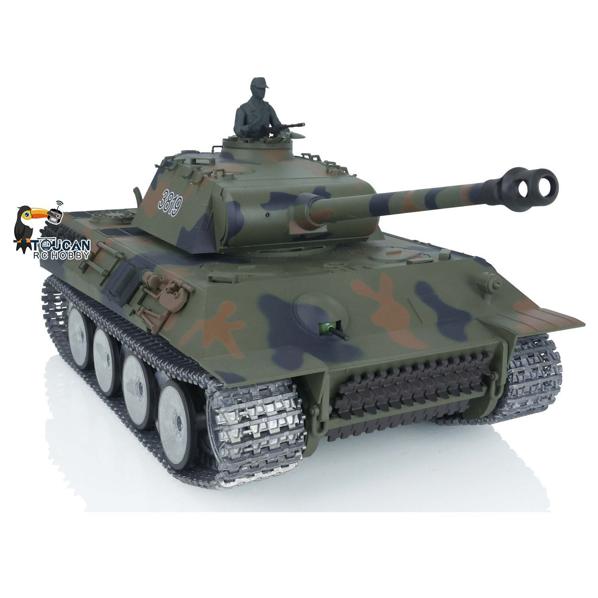 Henglong 1/16 TK7.0 Profession German Panther RTR RC Tank 3819 IR BB 360 Degrees Turret Smoke Metal Tracks Sprockets Idlers Road Wheels Gearbox