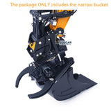 SFROG Metal Narrow Bucket/Ripper /3CH Valve Hydraulic Wrist Upgraded Parts for 1/14 RC Hydraulic Excavator Construction Machine